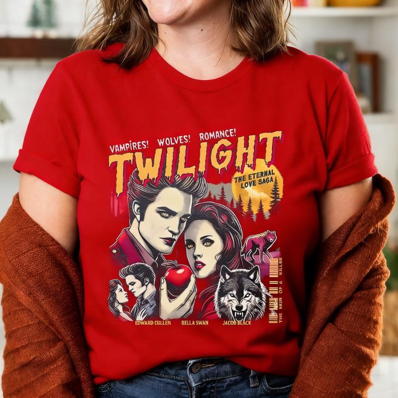 Vintage Movie Lovers Twilight Fans Homage Tshirt Gift for Book Lover Twilight Saga Comic Vampires Wolves RoUnisexce Retro Tee