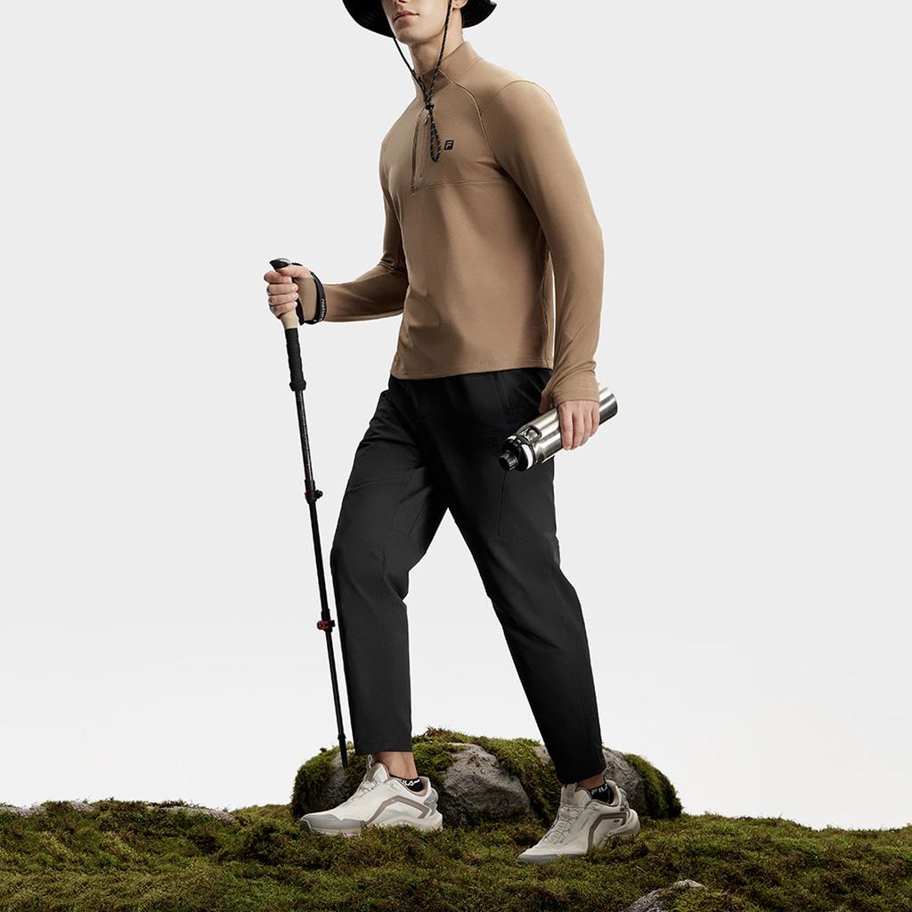 FILA Solid Color Lace-Up Sports Woven Casual Pants Men bottoms Deep-Black A11M417801F-BK