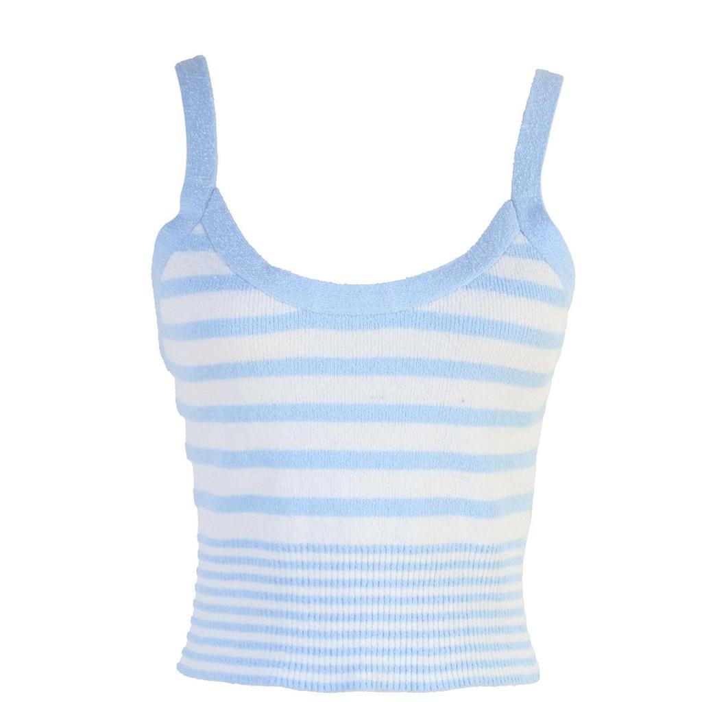 Women's Striped Color Block Knit Cardigan Set - Long-Sleeved Slim Fit Round Neck with Camisole, Perfect for Spring and Autumn