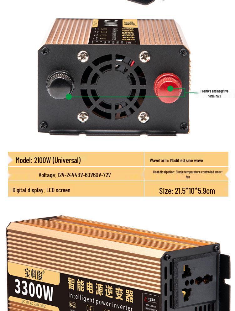 Sine Wave Car Inverter: 12V/24V to 220V High-Power Converter for Truck Batteries