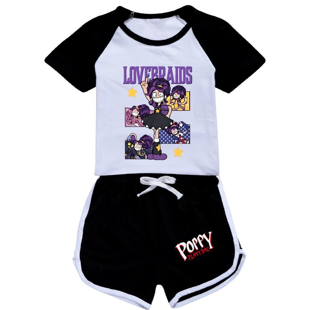 5601 2pcs/set Kids Girls Lily Lovebraids Print T-shirt Shorts Tracksuit Outerwear