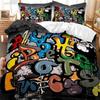 3D Colourful Street Graffiti Printed Duvet Cover Set 2 Pieces, Microfiber Bedding Set Zipper, Quilt Cover With 1 Pillowcases