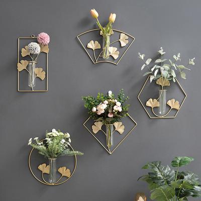 Artistic Background Crafts Wall Dry Flowers Ornaments Iron Wall Hanging Vases