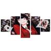 Girl Playing Cards Frame Poster 5 Pcs Japan Style Yumeko Jabami Wall Art Print Modular Canvas Painting Decor Home Anime Picture