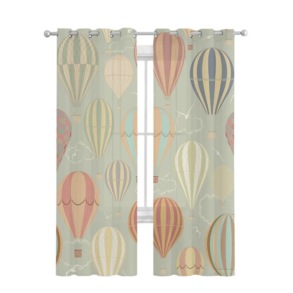 Cartoon Hot Air Balloon Tulle Sheer Curtains for Living Room Decoration Window Curtain for Bedroom Kitchen Voile Organza Drapes
