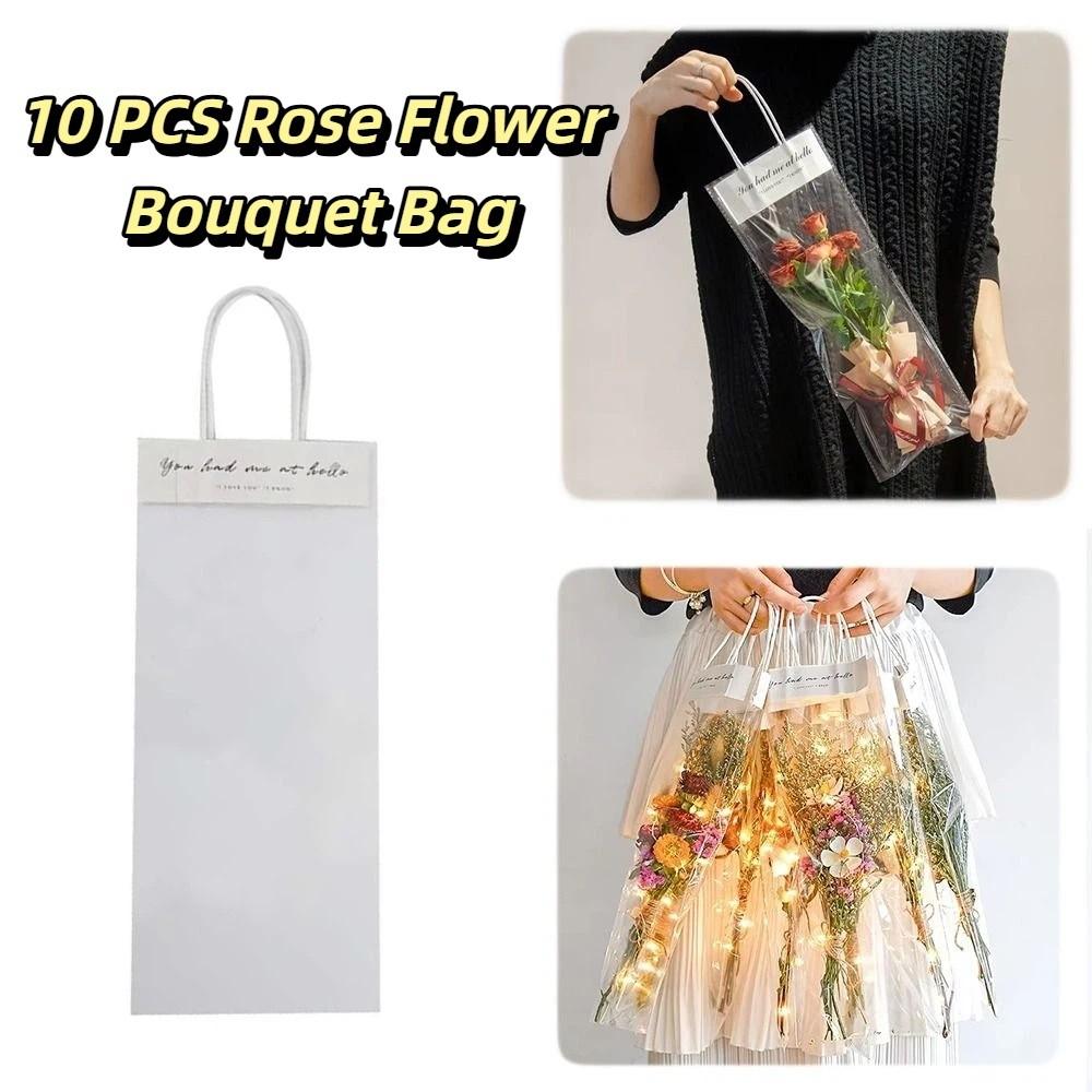 Transparent Transparent PVC Handbag Single Stem Fresh Flower Flower Packaging Bag Water Proof Hand-held Design