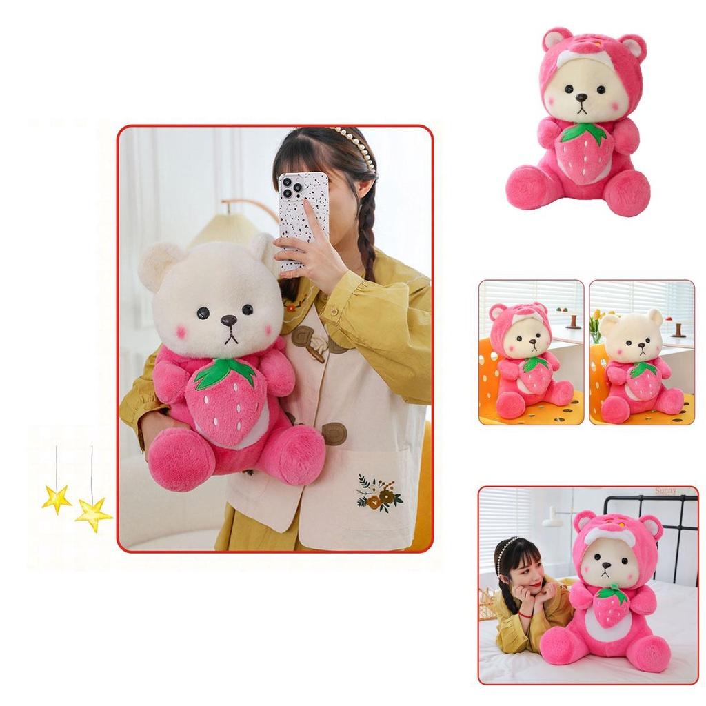 Süßer Erdbeer-Teddybär Plüschtier für Kinder Weiches und kuscheliges Stofftier Geschenk 40cm 50cm 65cm)