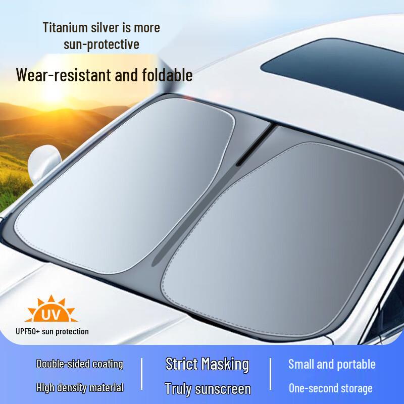 Titanium Silver Car Windshield Sunshade
