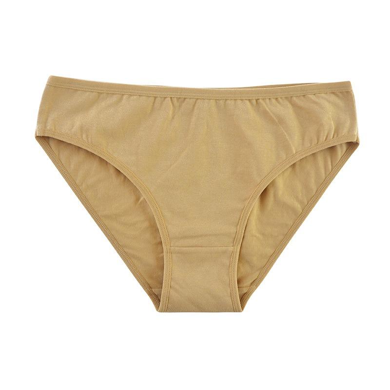 Women Adult Mid Waist Combed Cotton Breathable Solid Triangle Underwear Panties
