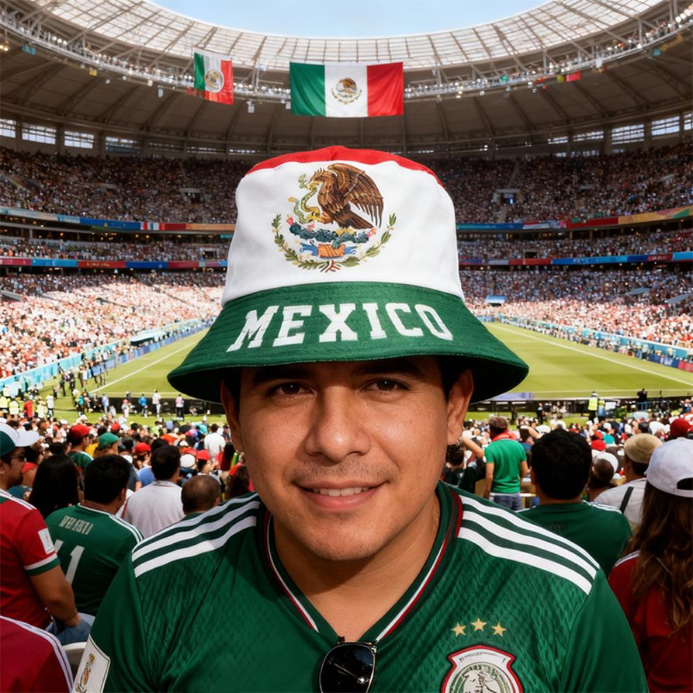 Mexico Flag Emblem Bucket Hat Verde Blanco Rojo Mexican Culture Unisex Summer Sun Hat Patriotic Fiesta Soccer Fan Accessory