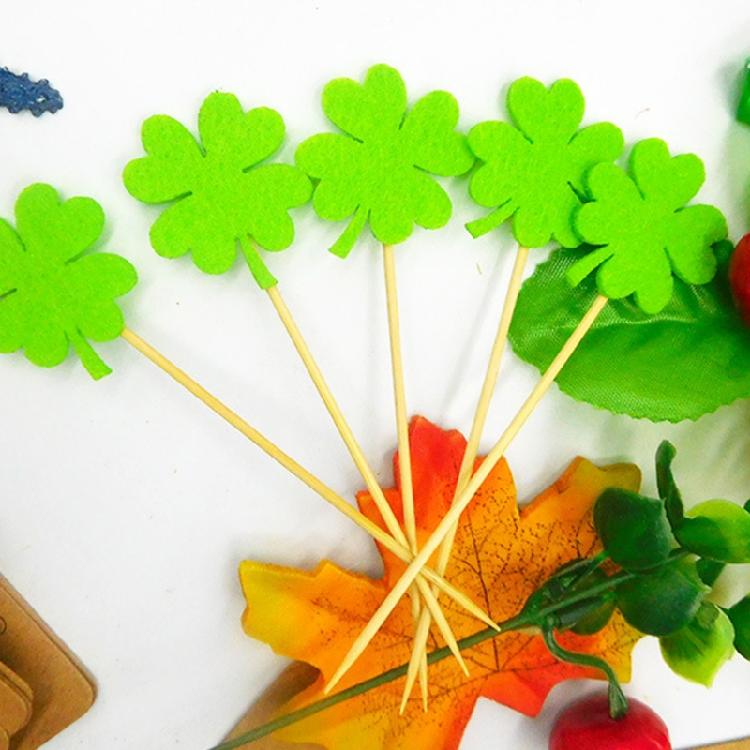 Saint Patrick's Day Clover Shape Green Cake Card Insertion Cake Decoration DIY
