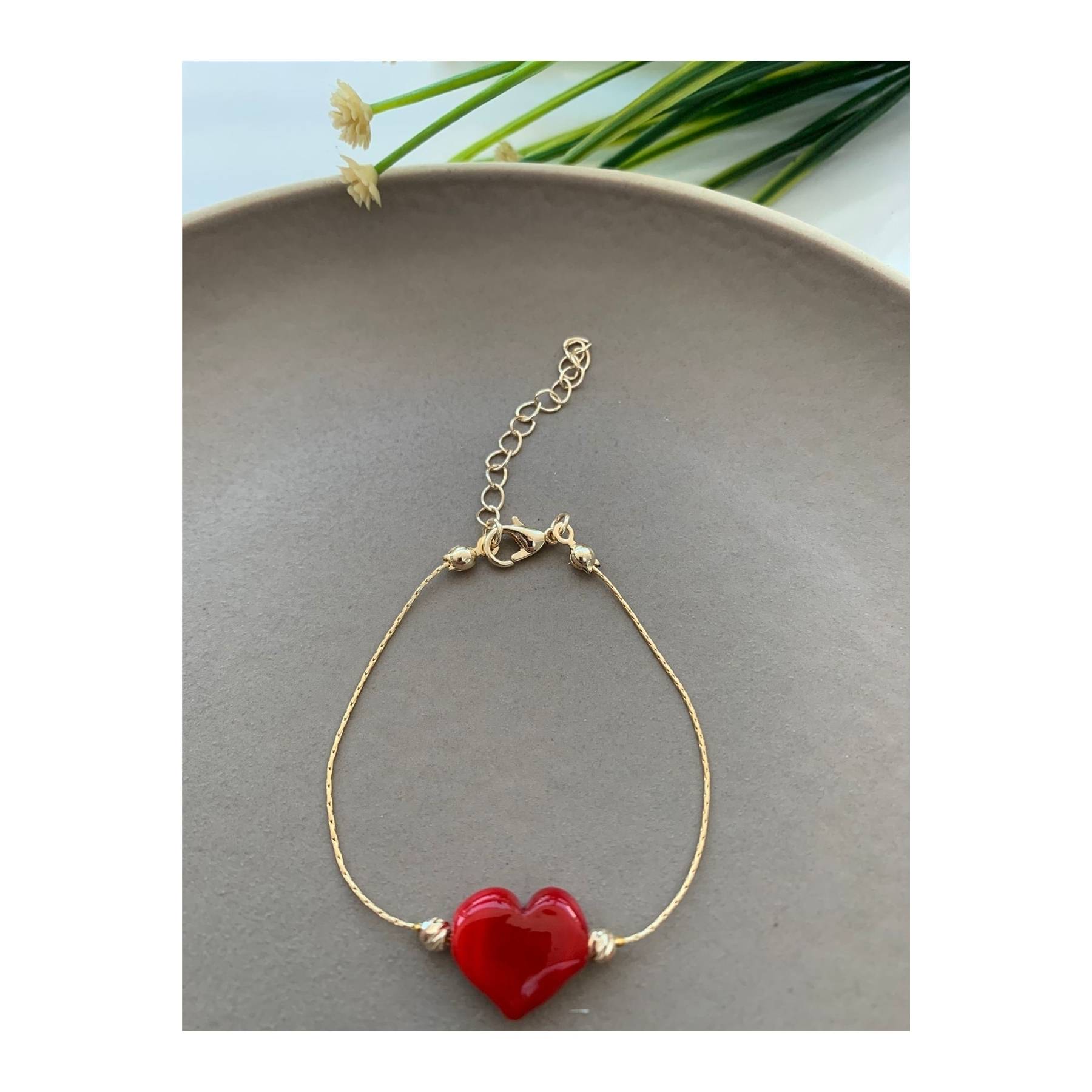 

Handmade Glass Heart Bracelet