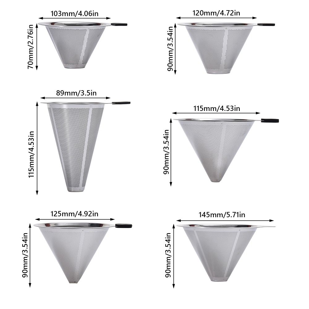 Stainless Steel Coffee Filter Drip Type Silver Reusable Coffee Filter Fine Mesh No Filter Paper Required Mesh Coffee Filter Cafe