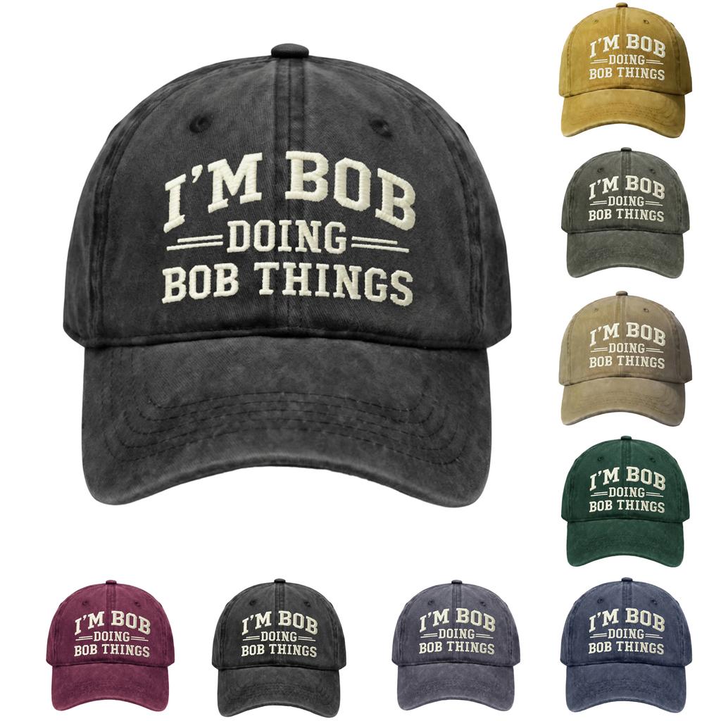 Men's Embroidered Baseball Cap Soft Top Adjustable Strapback Casual Outdoor Hat with Lettering Design Durable Cotton Material