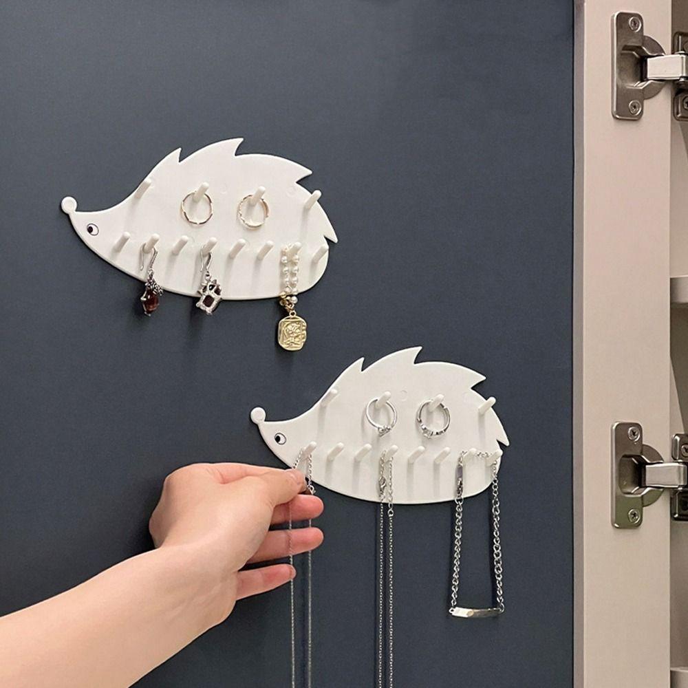 

White Hedgehog Shape Jewelry Hook Dual Layer Jewelry Storage Hook Powerful Hedgehog Hook Key