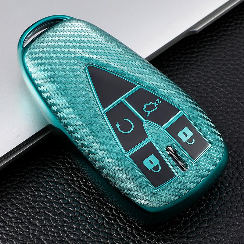 For Changan CS35 PLUS CS55 PLUS CS75 PLUS 2019-2022 TPU Carbon Fiber Car Smart Key Case Cover Bag Shell Keychain Protector