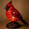 Resin Red Bird Table Lamp Handmade Stained Glass Lamp Bird Decor Light  Bedside Table
