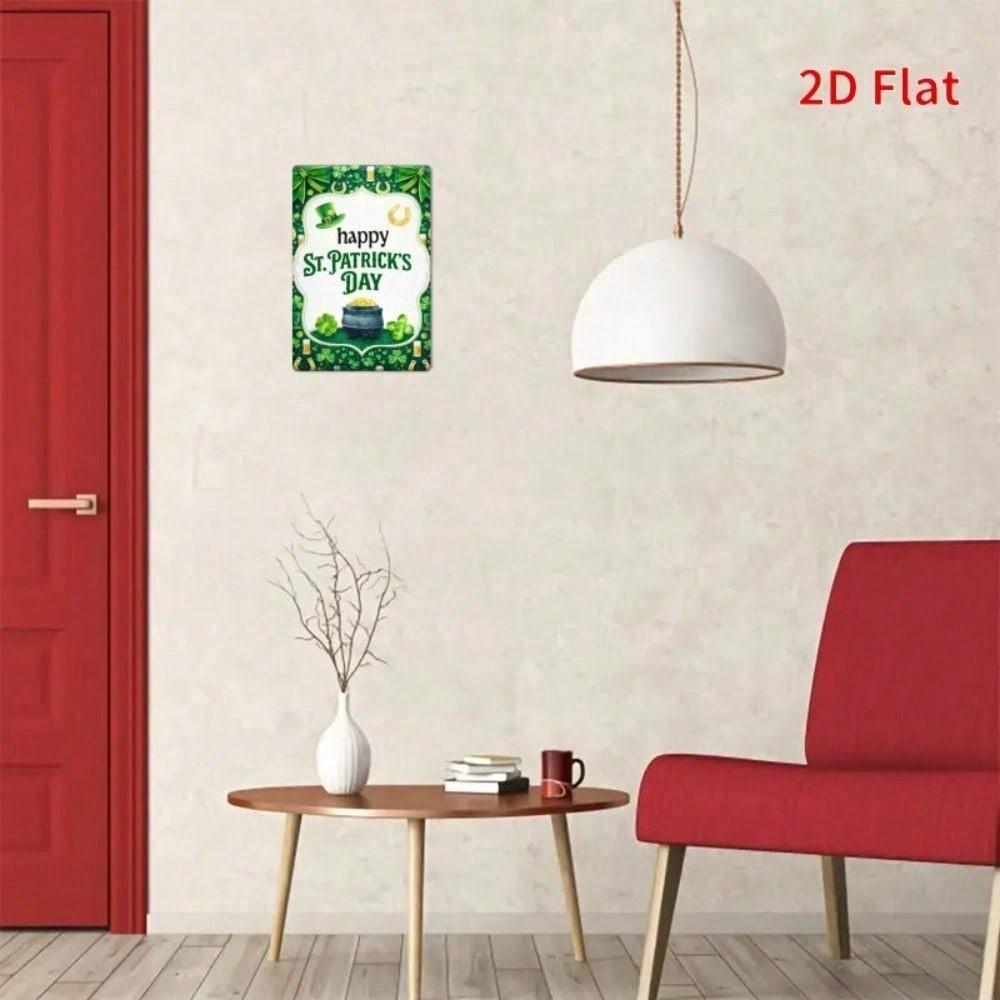 St Patrick's Day Shamrock Metal Wall Art Festive Tin Sign For Home Office Cafe Decor 7.87x11.8 Inch