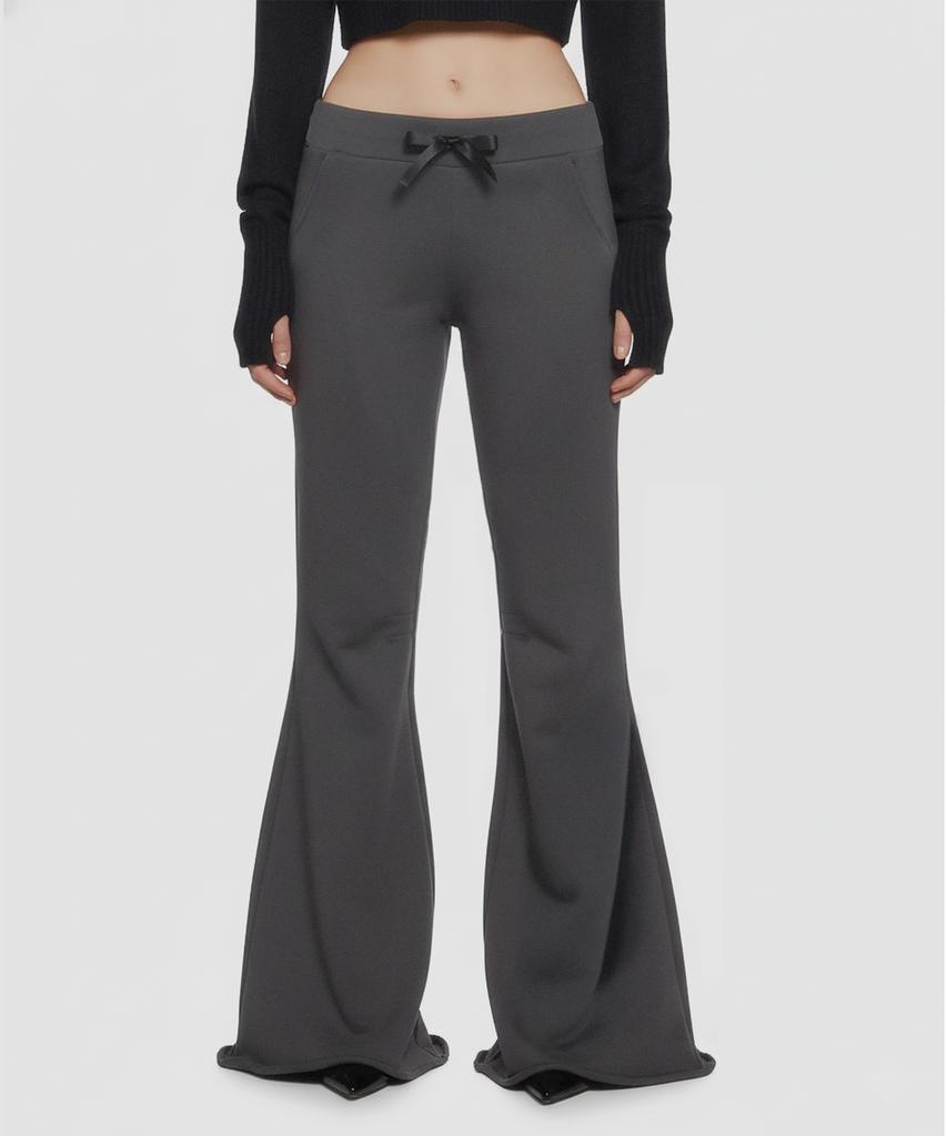 Milkeuaeswiaendeudolseu Ribbed Pocket Flare Pants - Pigment Black