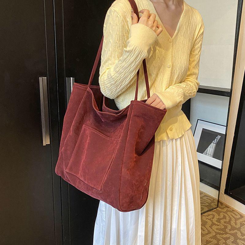 Suede Shoulder Bag for Women's Handbags Purse Fashion Large Capacity New Autumn and Winter Versatile Commuting Tote Bag KTY