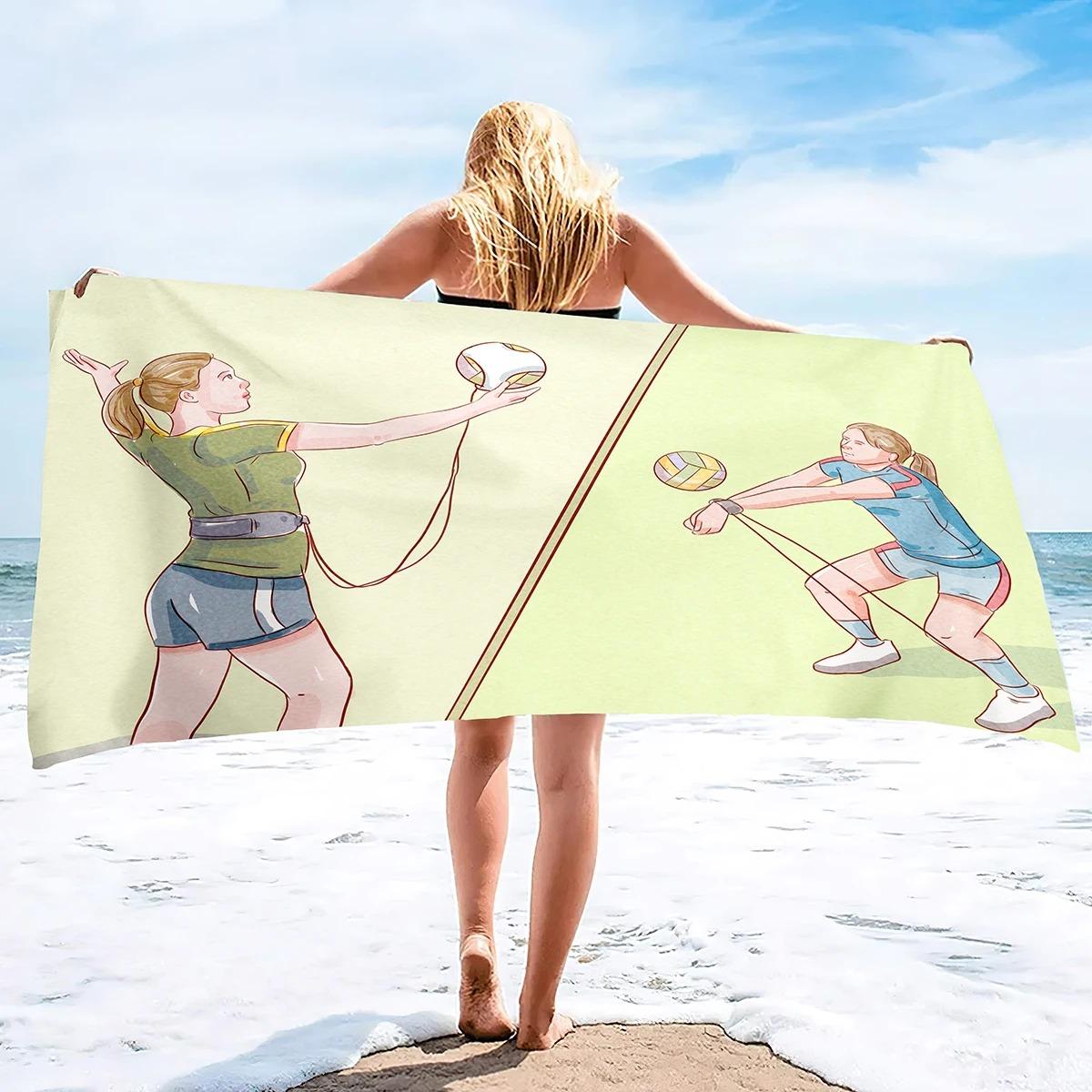 

Volleyball Beach Towel,Quick Dry Beach Towel Microfiber Sand Free Beach Towel Oversized Absorbent for Pool Swimming Bathroom W40*H60(CM)