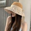 Summer new French lace bow bucket hat women's seaside trip beach sunshade sun hat