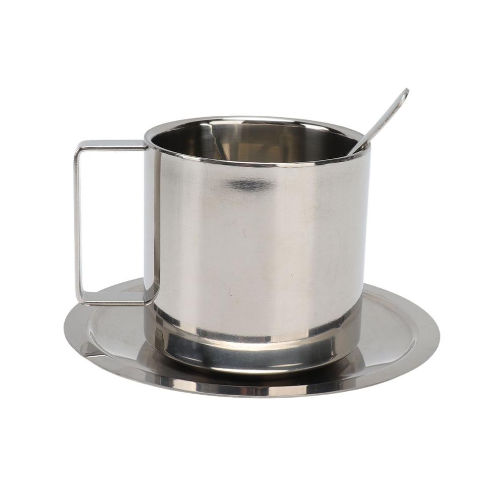 Rostfreier Edelstahl Kaffeebecher 200ml Fassungsvermögen Latte Cappuccino Tasse Doppelwandige Tasse Café