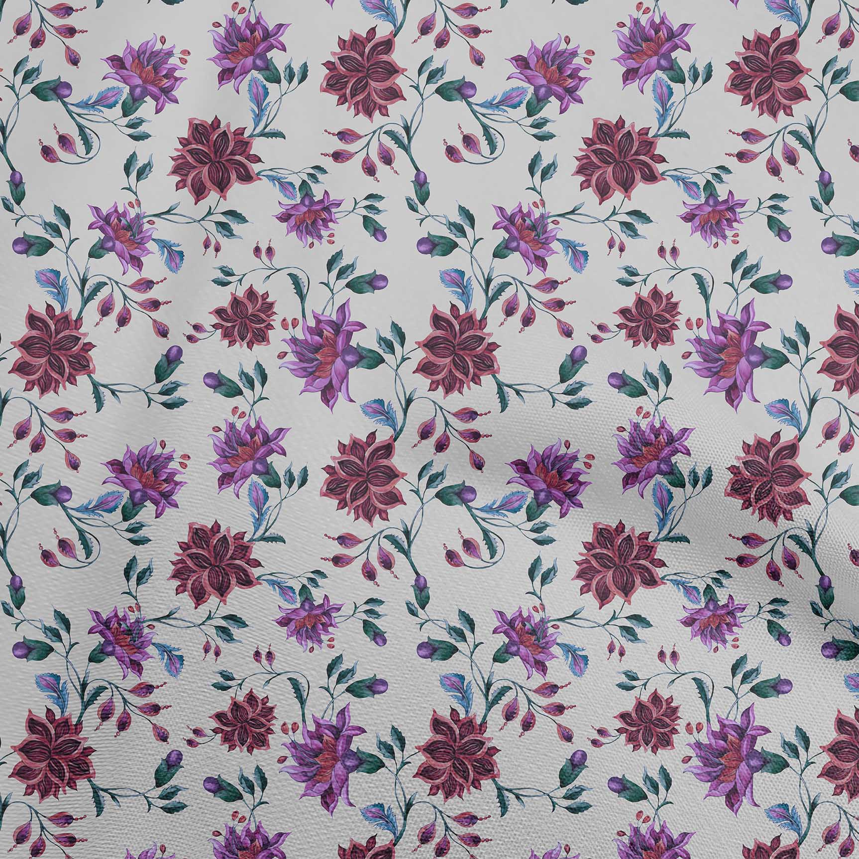 

oneOone Бавовняна гнучка тканина Dusty Blue Fabric Floral Diy Clothing Тканина для стьобання Тканина з принтом на ярдах 40 дюймів 42 Inch Wide - Viscose Chiffon пастельні фіолетовий колір