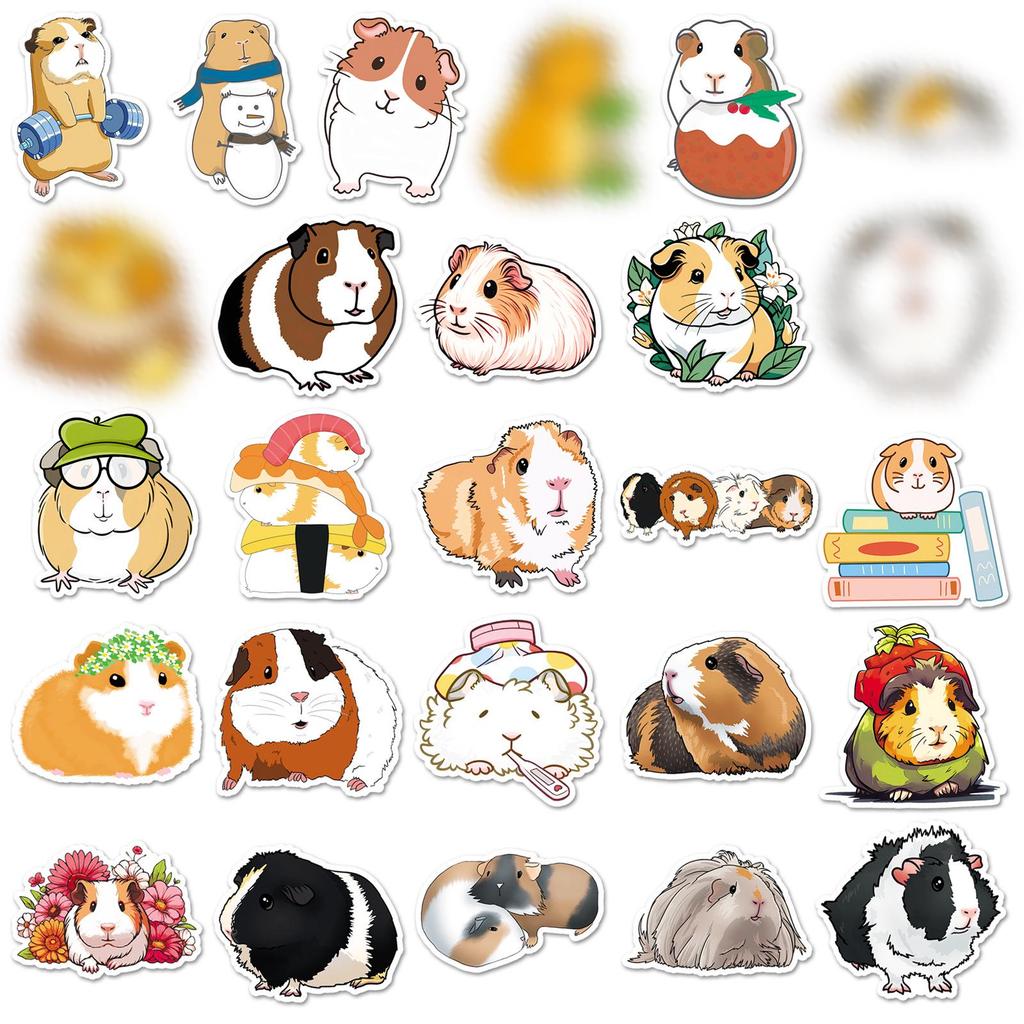 51-Piece Guinea Pig Graffiti Stickers - Cute Cartoon Animal Decorations for Phone Cases, Water Bottles, and Luggage