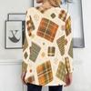 Women Plus Size Round Neck Long Sleeve Geometric Printed Loose Longline T Shirt With Pockets