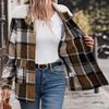 Versatile Retro Plaid Cardigan: Warm Brushed Lapel Jacket for Autumn & Winter