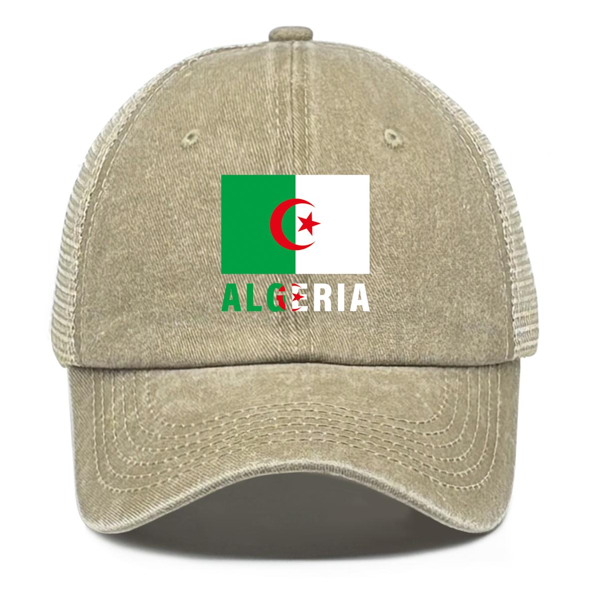 

Algeria Flag Print Snapback Mesh Cap, Patriotic Sports Hat Slouchy Adjustable Buckle Sun Visor Leisure Adjustable Baseball Hat as the picture хаки