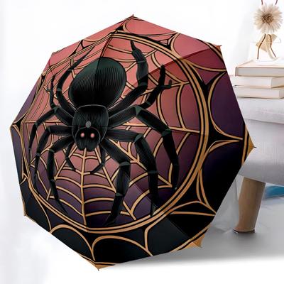 1pc Spider Web Automatic Folding Umbrella Compact Lightweight Travel Umbrella with 8-Rib Sturdy Frame, Windproof & Self042