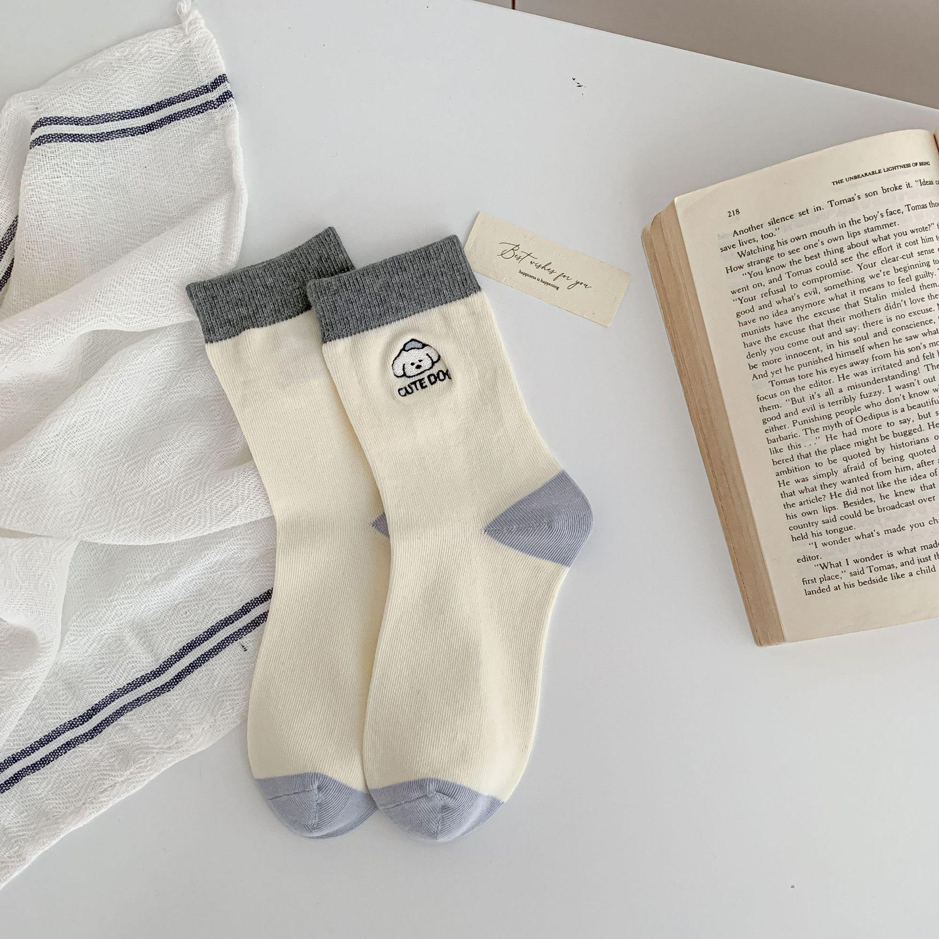 Early Autumn Puppy Socks, Women S Style, Cute Women S Socks, Collegiate Style, Comfortable Cotton Socks, And Socks One size