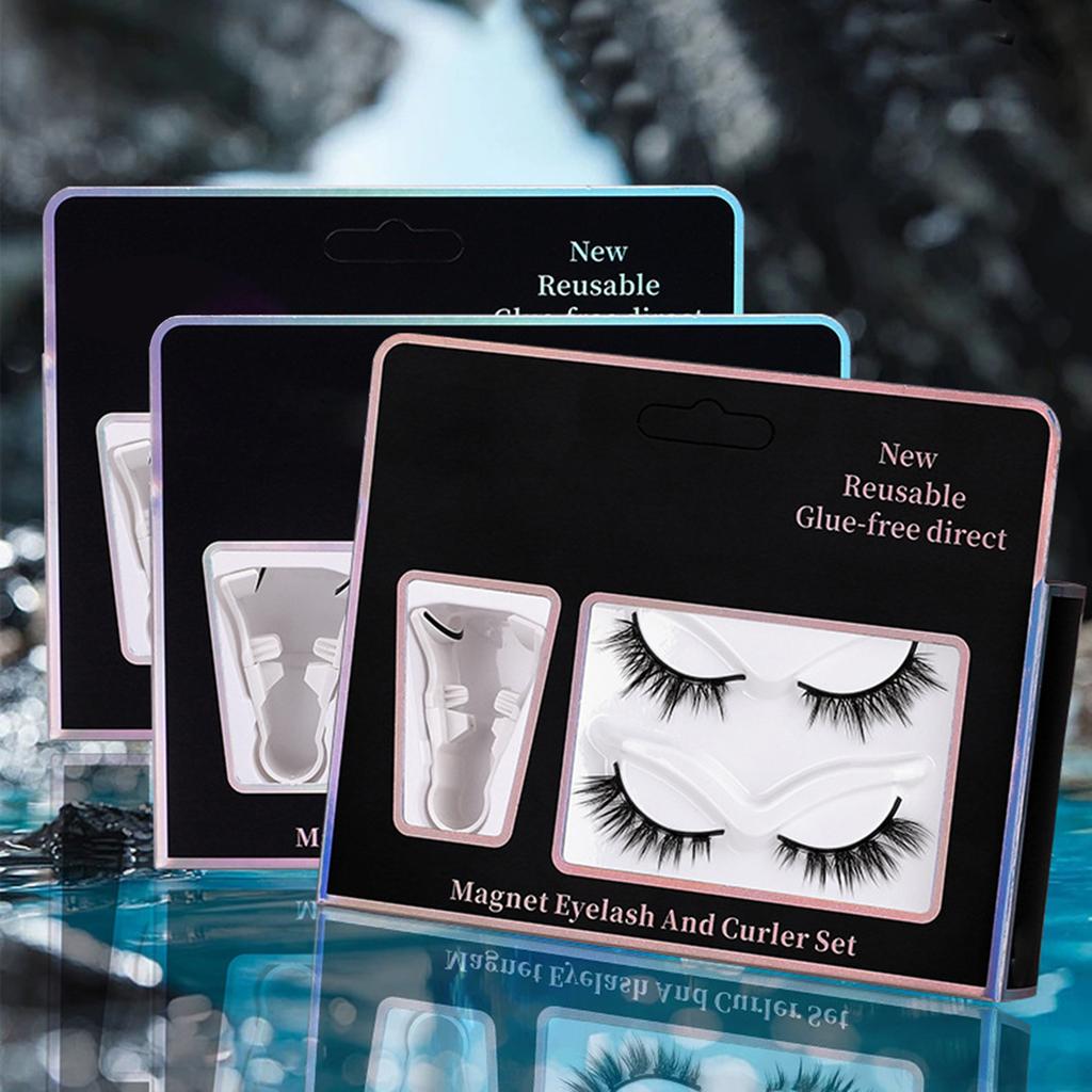 Z LRAQI BEAUTY Magnetic False Eyelashes Natural Looking False Lashes Fake Eyelashes with Curler for Eye Makeup No Glue