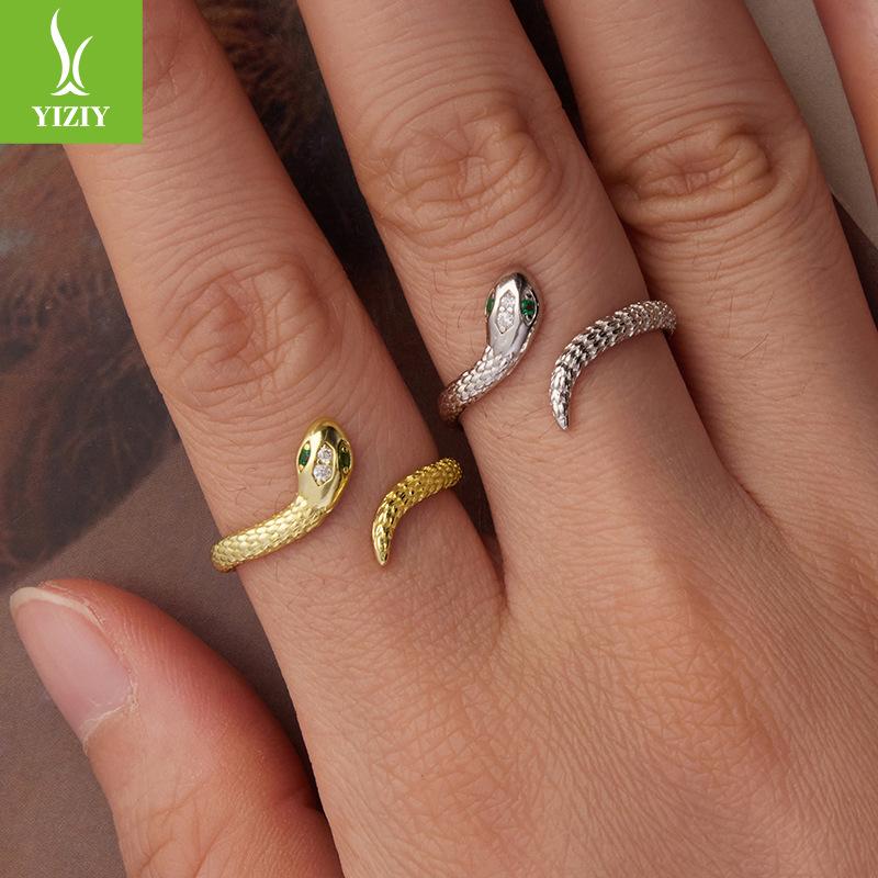 Textured Snake Open Ring For Men And Women, Cold Wind S925 Sterling Silver Lucky Ring