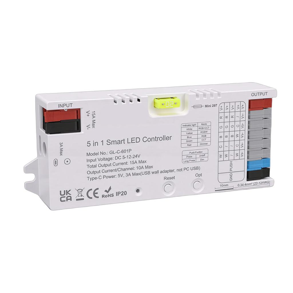 5 In 1 Smart LED Controller Support for ZigBee 3.0 LED Strip Light Control RGBCCT RGBW RGB CCT Dimmer Monochrome Color