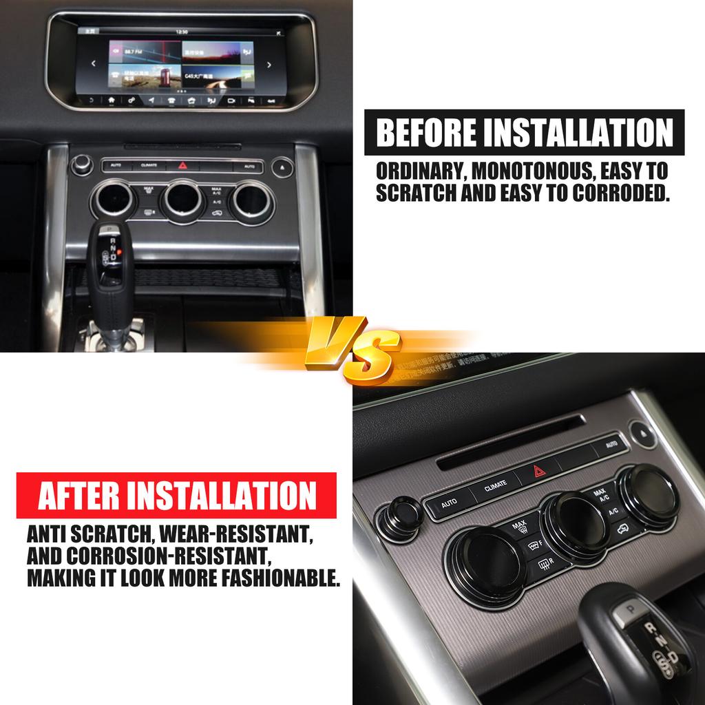 4PCS Black AC Volume Knob Cover For Land Rover range rover sport 2014-17