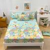 Colorful Floral Fitted Sheet Set 100% Cotton Bedding Set 3Pcs Bed Cover Pillowcases Skin-friendly Breathable Bedroom Decor
