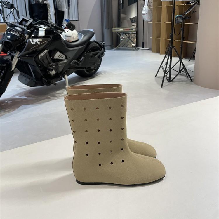 Hollow Breathable Martin Boots Women's Autumn and Winter New Fashion Versatile Maillard Retro Hole Shoes