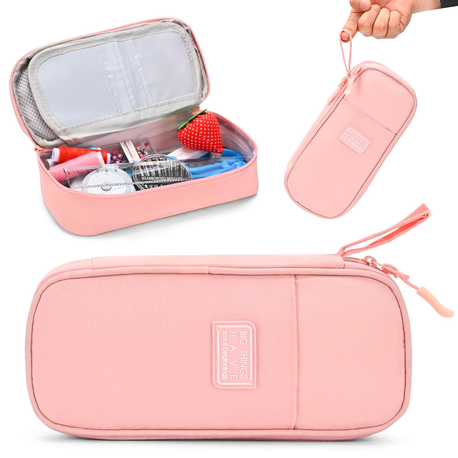 

Компактный швейный набор с линейкой 20 см Мини-шитье Включает портативные швейные инструменты для и учеников начальной школы и Набор, Ножницы, Взрослые, Мальчики, Девочки, розовый