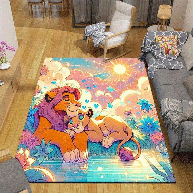 1pc The Lion King Pattern Area Rug Soft Flannel Floor Mat for Living Room,Office,Bedroom and Carpet,Sofa Coffee Table Floor Mat