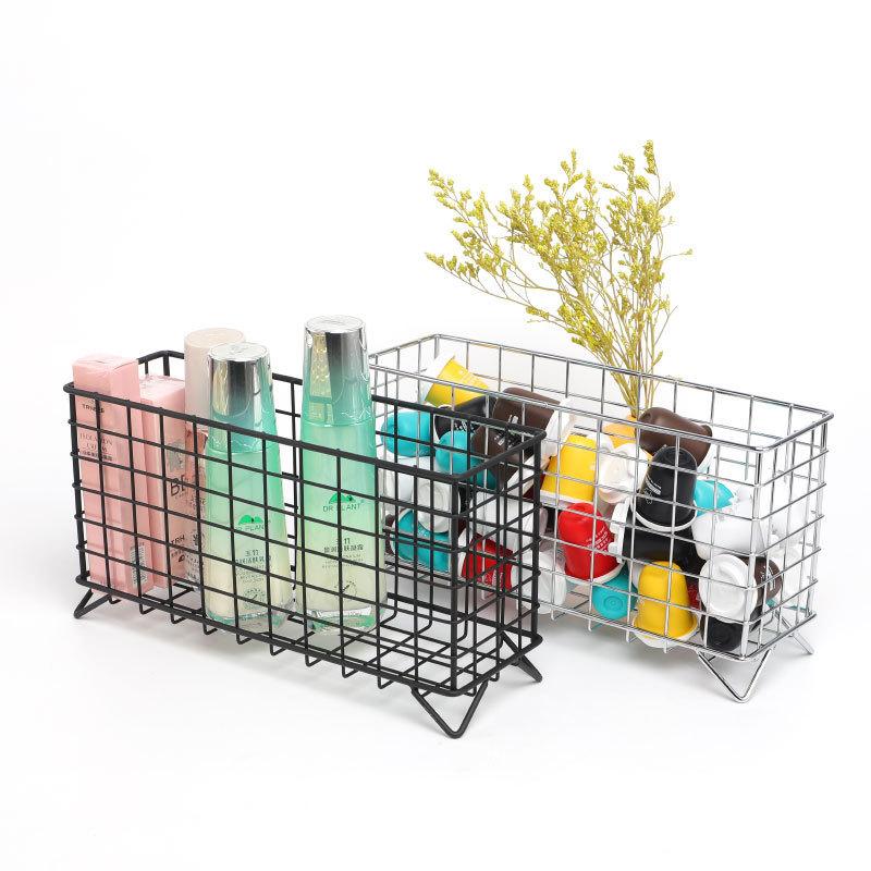 Iron Storage Basket Rectangular Organizer For Home Office And Makeup Accessories