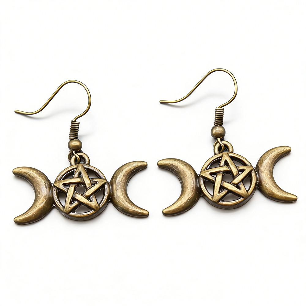 Bohemian Hot-Sale Star Moon Pentagram Circle Dangle Earrings Memorable Wedding Gift for Daily Style