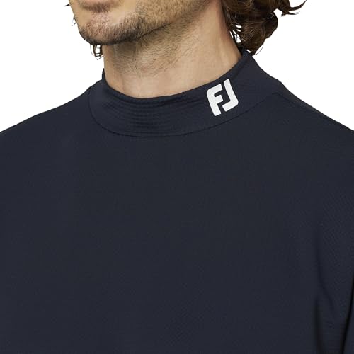 FootJoy Men's Short Sleeve Mock Neck Golf Shirt, Dark Navy, Size L, FJ-F25-S01 (38581-L)