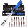 New 1/4 Inch Drive Torque Bike Wrench 15PCS Bike Torque Wrench Set with Bit Sockets for MTB Road Folding Bike Hand Tool Kit