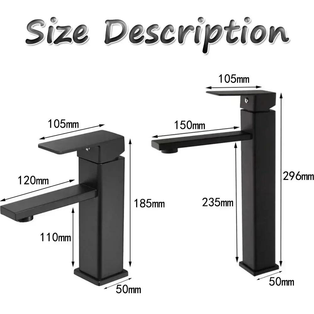 Basin Faucet Sink  Mounted Black Chrome Hot Cold Water Basin Mixing Long Short Faucet Matte Black Washbasin Faucet CraneFMX