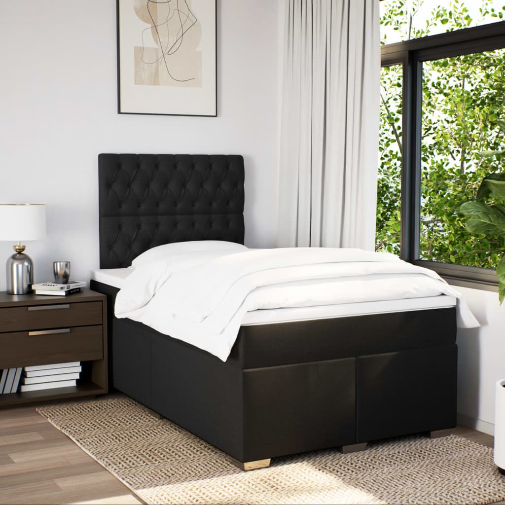 Vidaxl Continental Bed With Mattress, Black, 120X190 Cm, Fabric