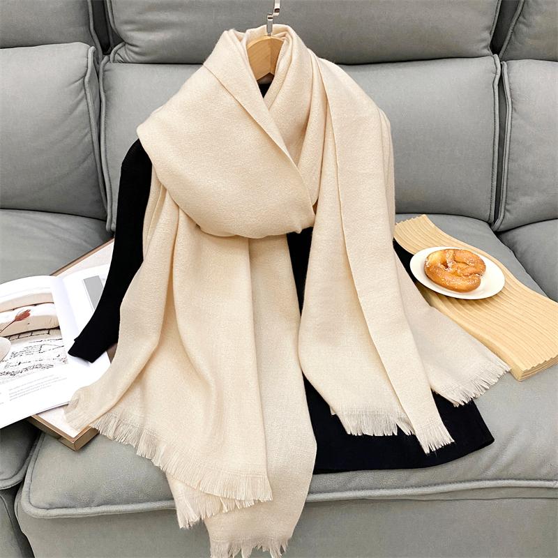 Winter Scarf For Women Cashmere Warm Solid Pashmina Blanket Wraps Female Thick Soft Bufanda Tassel Shawl Wrap Poncho Echarpe