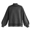 Womens Striped Sweater Half Turtleneck Loose Fit Casual Fall Knitwear Street Style